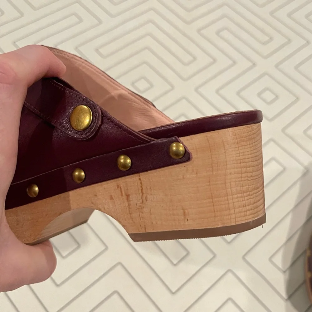 J. Crew Burgundy Leather Studded Mules - Picture 11 of 13